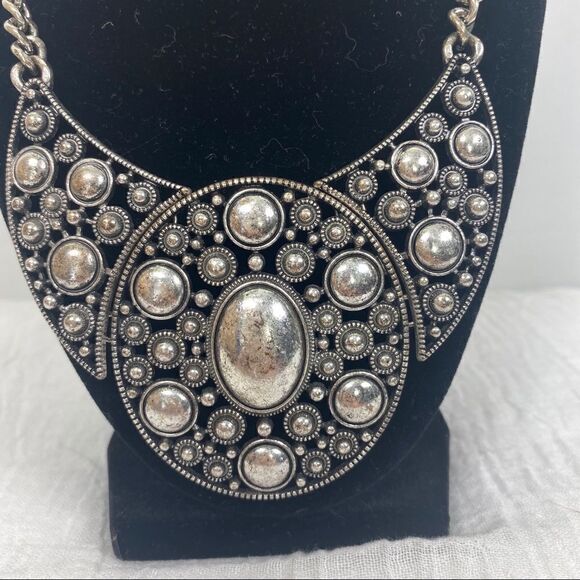 Silver Plated Statement Necklace - Picture 2 of 5